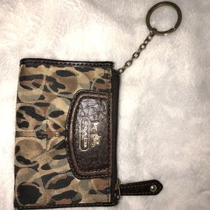 Animal print Coach change purse keychain